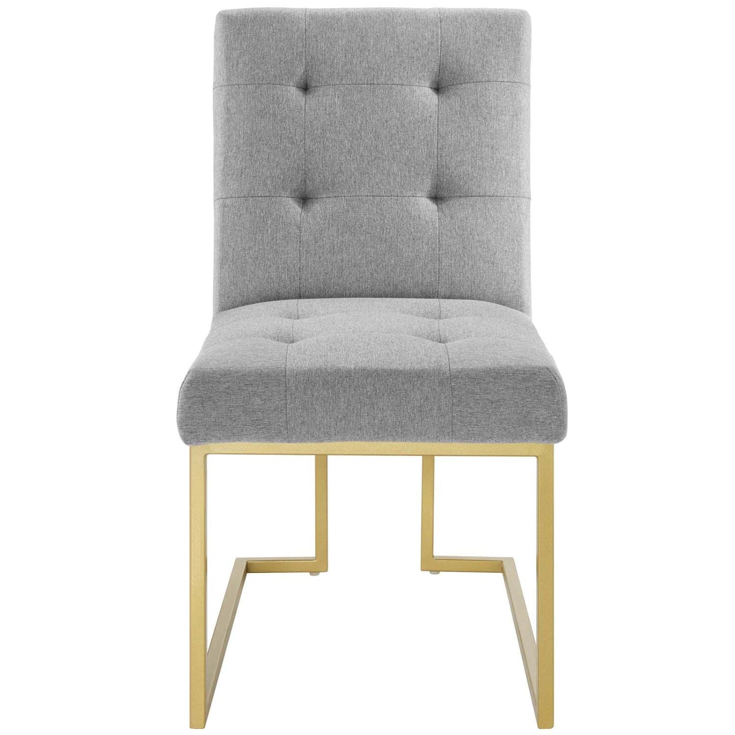 Modway Privy Upholstered Gold Stainless Steel Dining Chair In Gold Light Gray