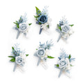Lings Moment Dusty Blue Boutonniere for Men (Set of 6), Light Blue Groom Groomsmen Boutonniere for Wedding,Prom,Homecoming, etc