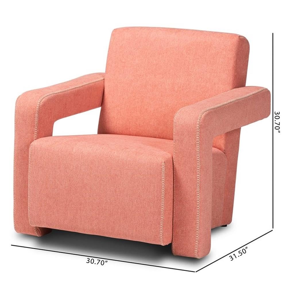 Baxton Studio Madian Light Red Fabric Upholstered Armchair