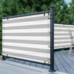 Tang 3' X 48' Gray White Stripe Balcony Privacy Screen Fence 200Gsm Deck Fence Outdoor Privacy Cover Weather Resistant For Patio