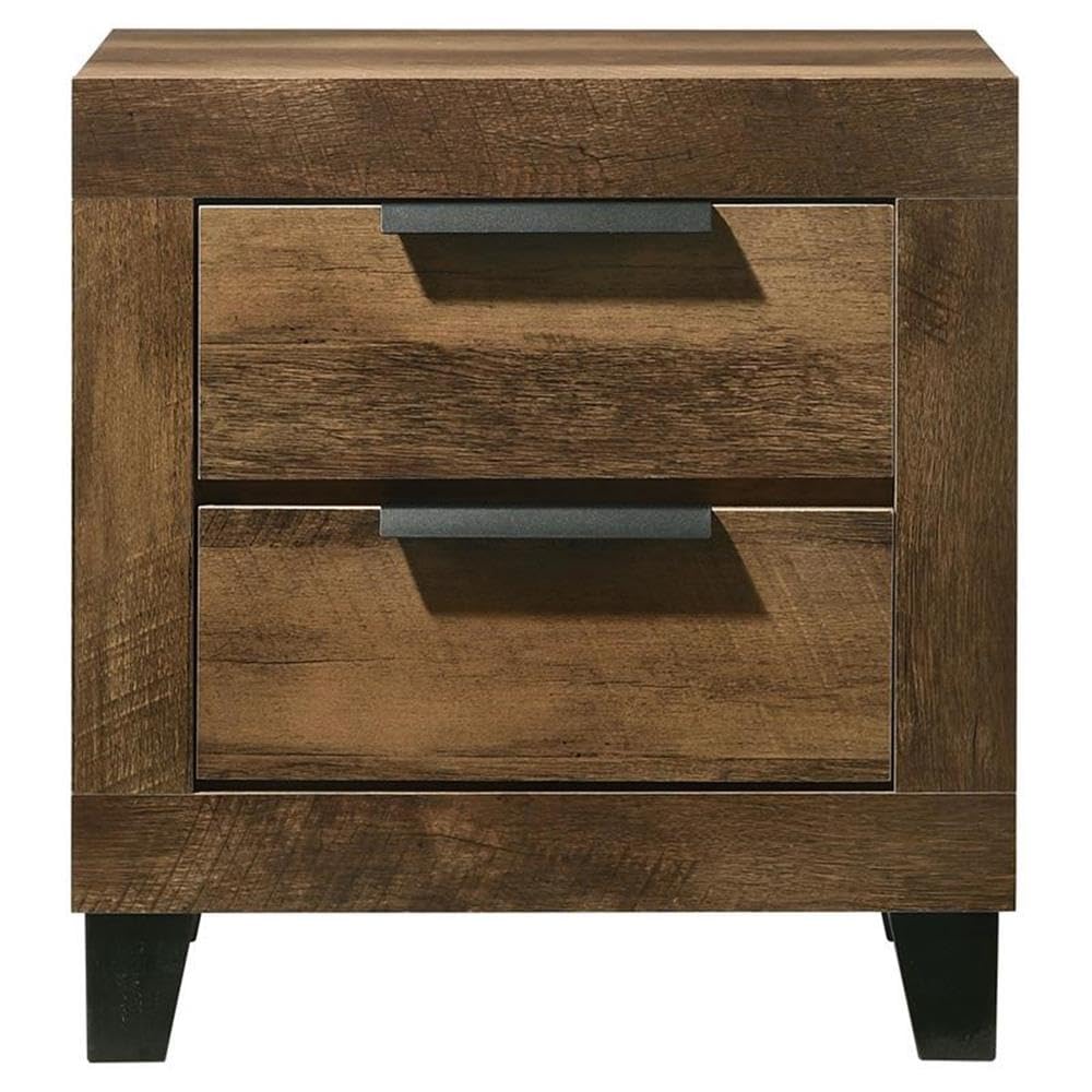 Acme Morales Wooden Rectangular Nightstand with 2 Drawers in Rustic Oak