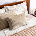 Esq Living Pinstripe Textured Rectangular Cushion Cover 50X30Cm | 100% Cotton Velvet And Cotton Canvas Material With Zipper Clos