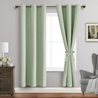Jiuzhen Light Green Blackout Curtains With Tiebacks Thermal Insulated, Light Blocking And Noise Reducing Grommet Curtains For And Living Room, Set Of 2 Window Curtain Panels, 42 X 72 Inch Length