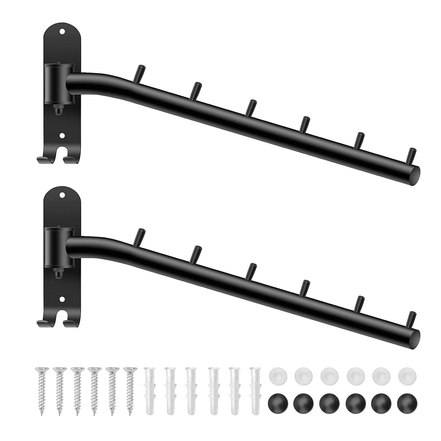 Bosszi 2-Pack Wall Mounted Folding Clothes Hanger Rack, Stainless Steel Clothes Hooks with Swing Arm Holder Space Saving Clothin