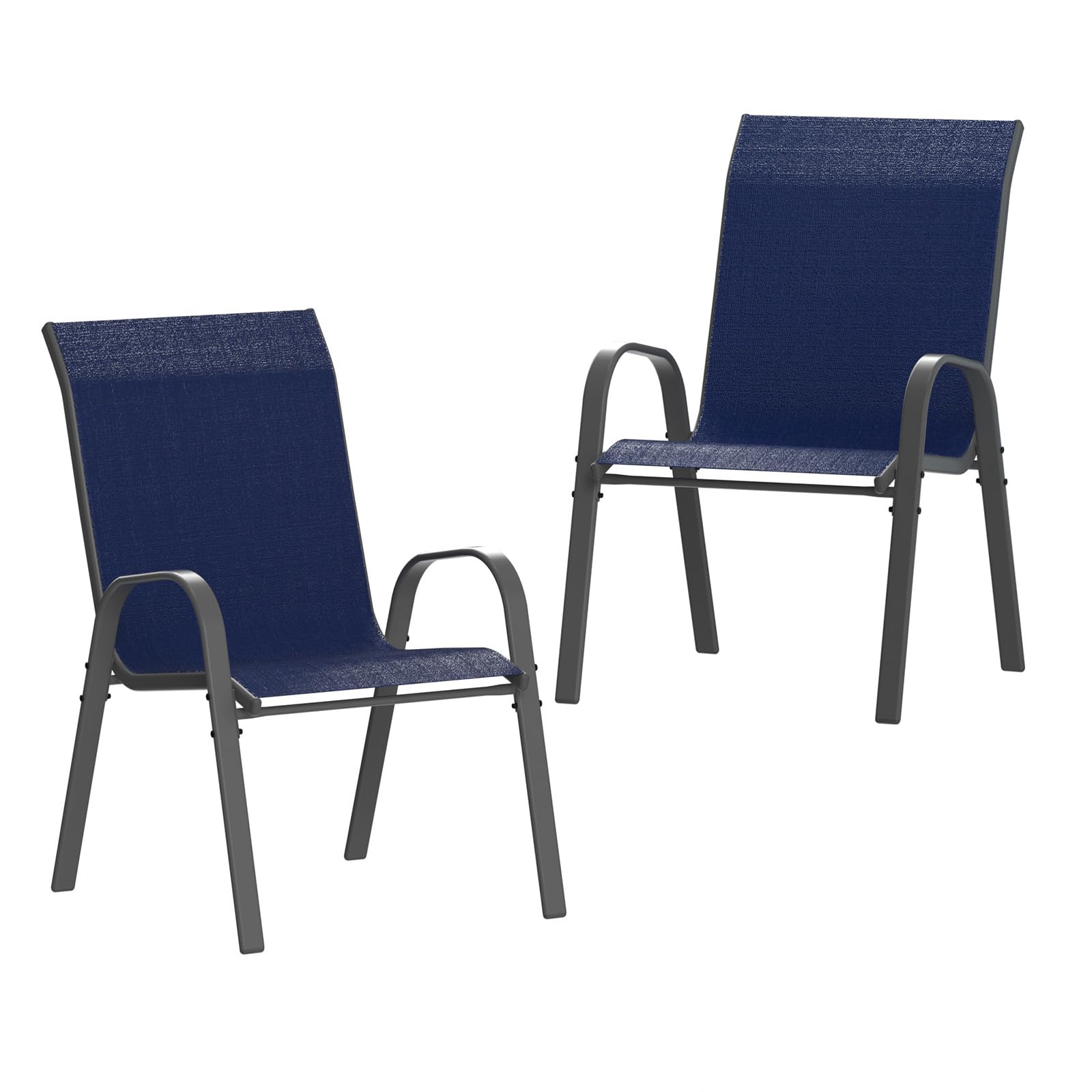 Amopatio Patio Chairs Set Of 2, Outdoor Stackable Dining Chairs For All Weather, Breathable Garden Outdoor Furniture For Backyar