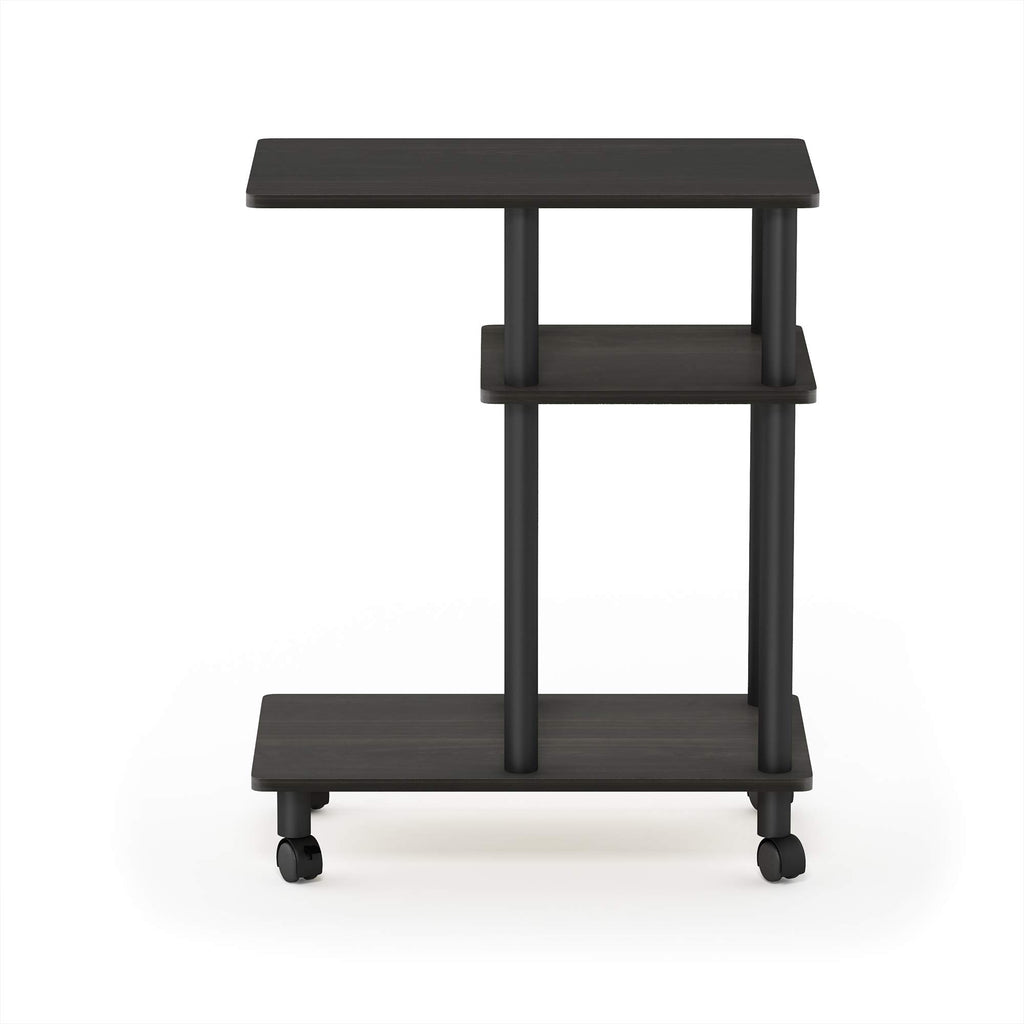Furinno Turn-N-Tube C Shaped Side Table With Casters, Espresso/Black