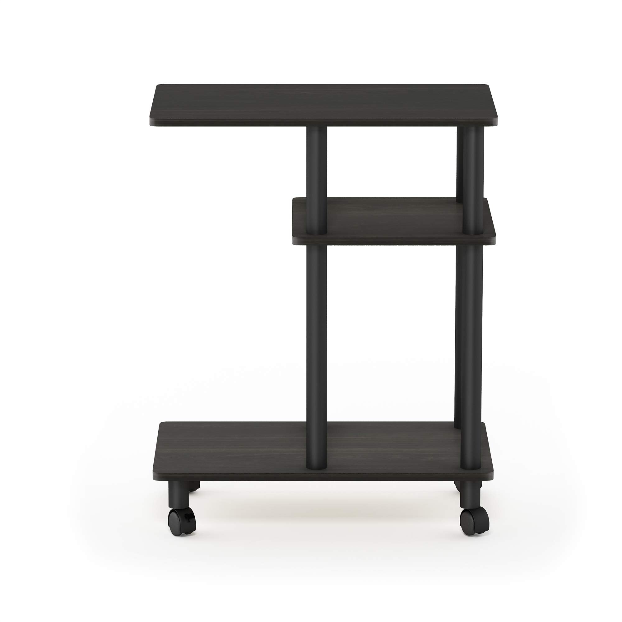 Furinno Turn-N-Tube C Shaped Side Table With Casters, Espresso/Black