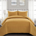 Lush Decor Ava Quilt Diamond Pattern Solid 3 Piece Oversized Bedding Blanket Bedspread Set - Full/Queen - Mustard