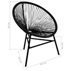 vidaXL Black Patio Moon Chair - Poly Rattan Material, Weather-Resistant and Durable, Unique Oval-Shaped Design, Ideal for Indoors and Outdoors