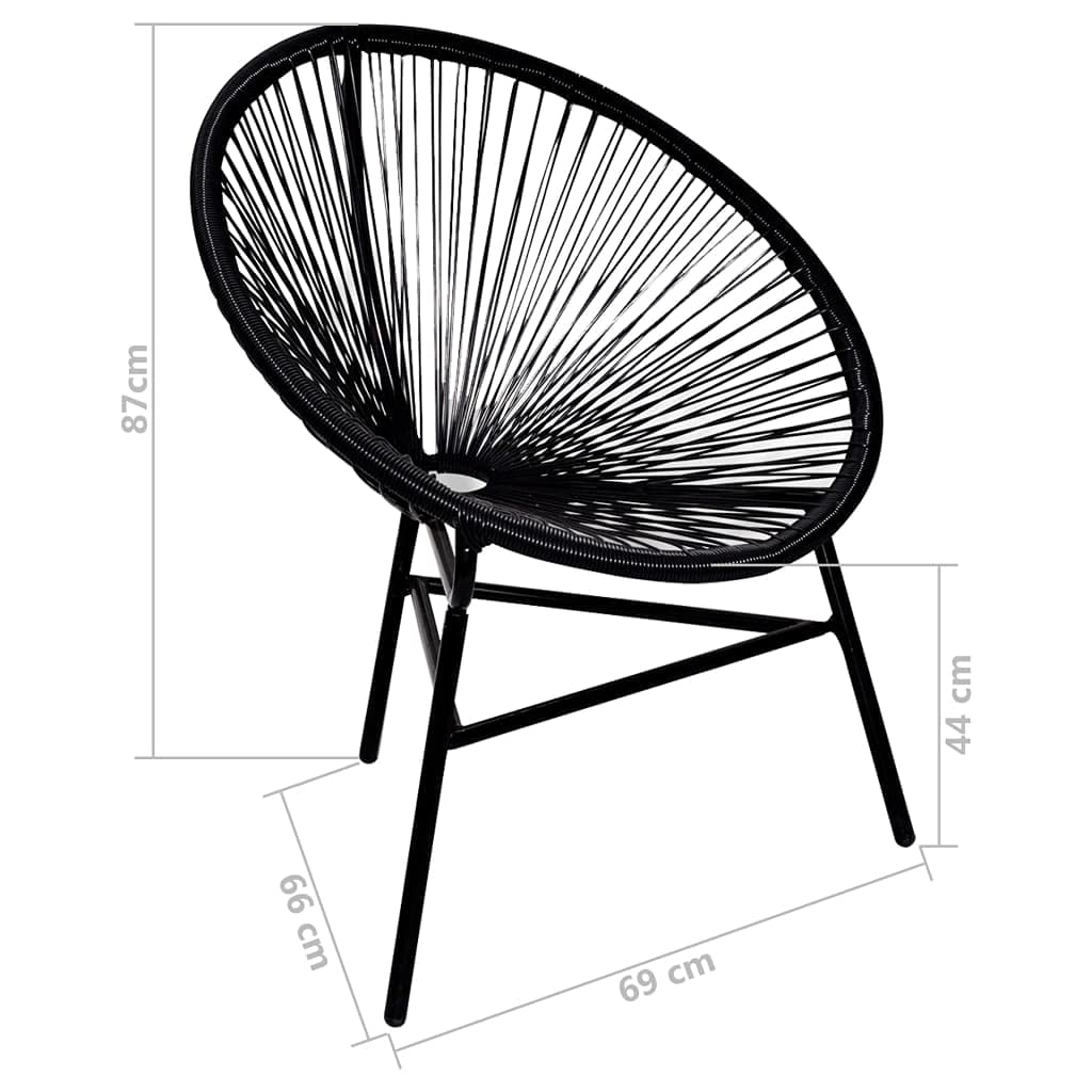 vidaXL Black Patio Moon Chair - Poly Rattan Material, Weather-Resistant and Durable, Unique Oval-Shaped Design, Ideal for Indoors and Outdoors