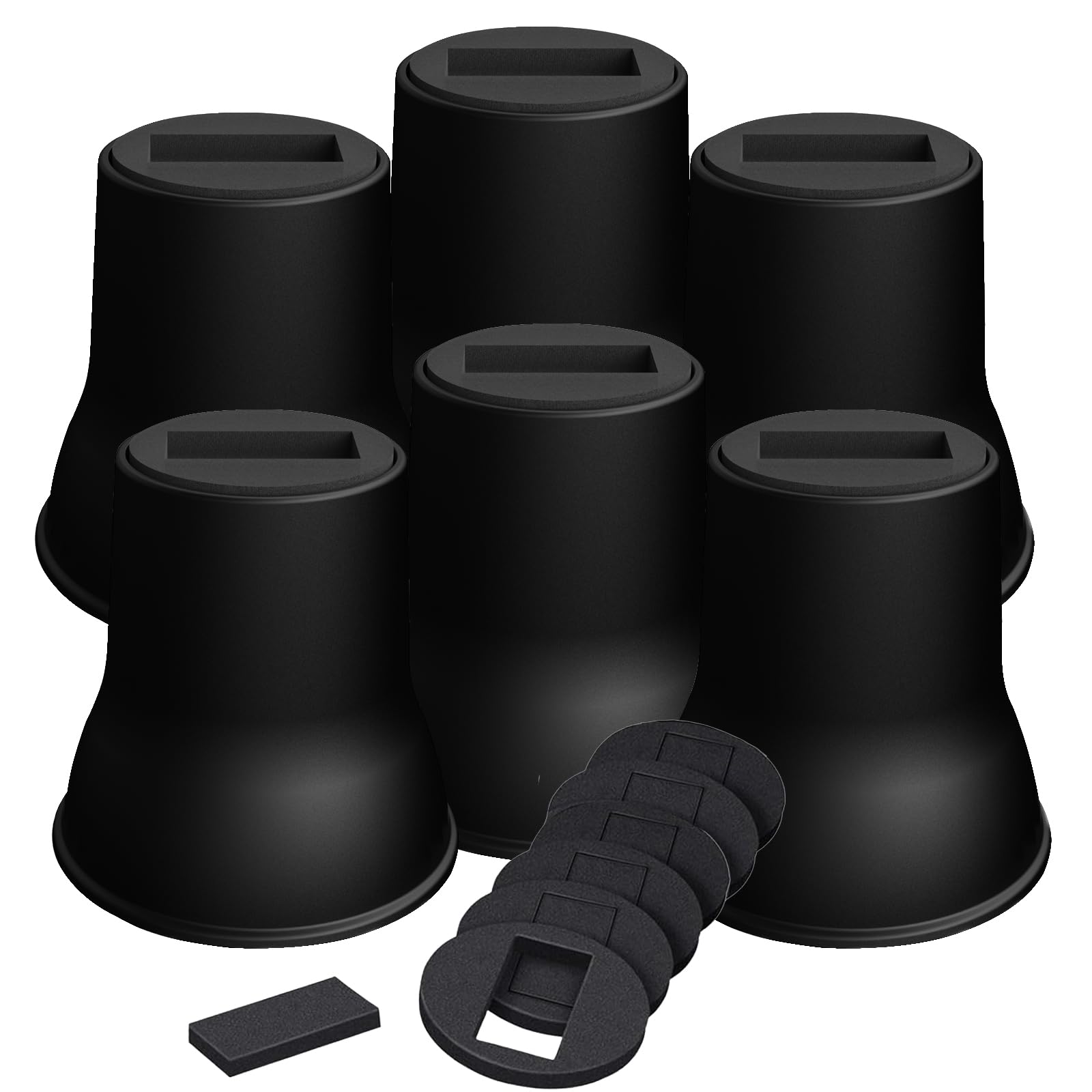 Mymulike Bed Risers 6 Inch, 6 Pack Heavy Duty Bed Furniture Risers, Lift Up To 2200Lbs Round Couch Risers For Sofas, Couches, Tv