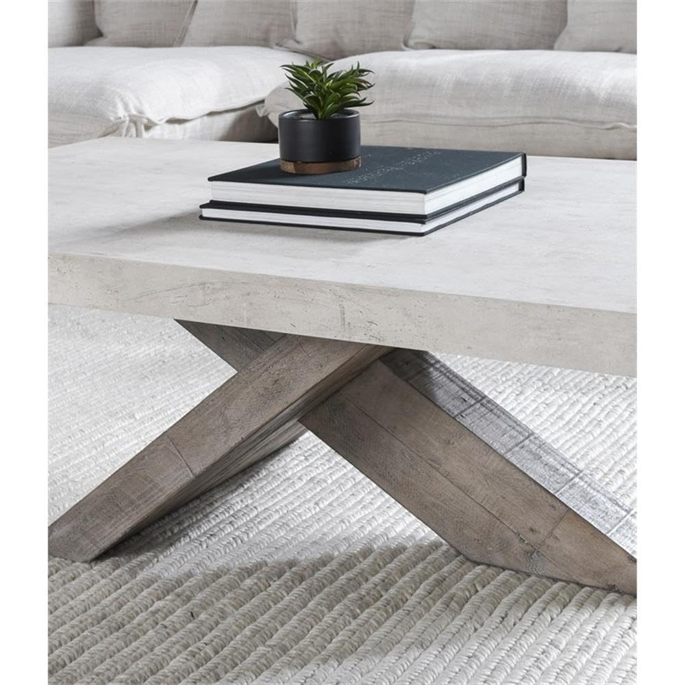 Kosas Home Durant Transitional Wood Coffee Table in Antique White/Corsican Gray