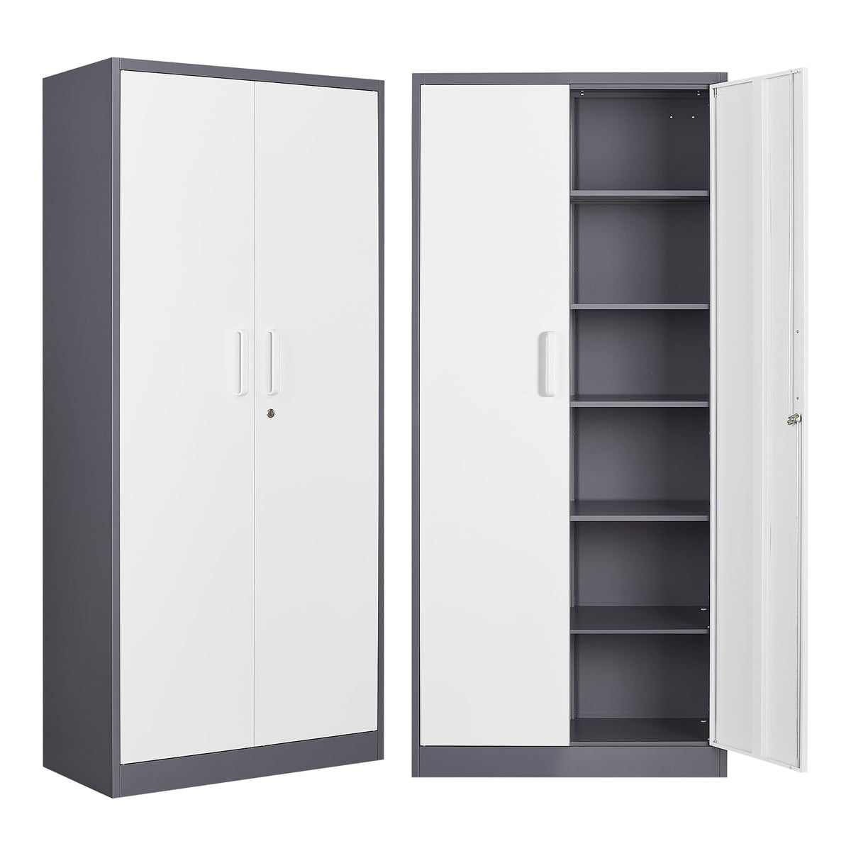 Sisesol Metal Storage Cabinet With Doors And Shelves, 71' Tool Storage Cabinet- Garage Cabinets And Storage System Kitchen Pantry Storage Cabinet With Adjustable Shelves Steel Storage Tall Cabinet