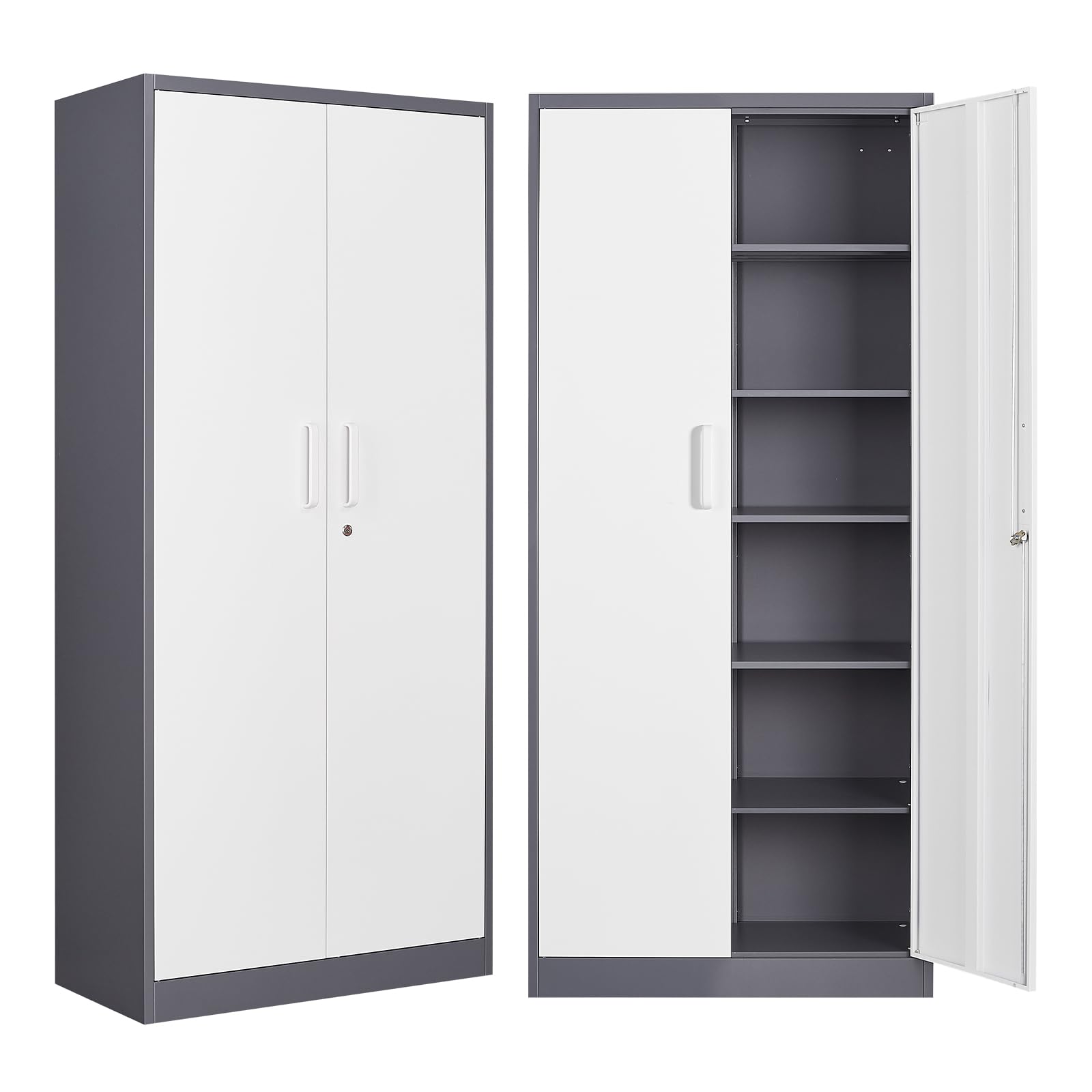 Sisesol Metal Storage Cabinet With Doors And Shelves, 71' Tool Storage Cabinet- Garage Cabinets And Storage System Kitchen Pantry Storage Cabinet With Adjustable Shelves Steel Storage Tall Cabinet