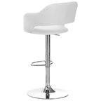 Monarch Specialties 2358 Stool, Swivel, Bar Height, Adjustable, Metal, Pu Leather Look, White, Chrome, Contemporary, Modern Barstool, 22.5' L x 21' W x 36' H