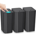 Ogikey Black Bathroom Trash Can with Lid, 4 Gallon Slim Garbage Can, 3 Pack