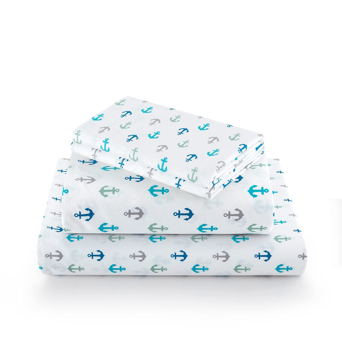 Vonty Kids Twin Sheet Set Boat Anchor Brushed Microfiber Bed Sheet For Boys & Girls, Ultra Soft & Easy To Wash (1 Fitted Sheet +