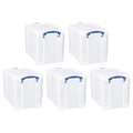 Really Useful Box 19 Liter Plastic Stackable Storage Container, 5 Pack