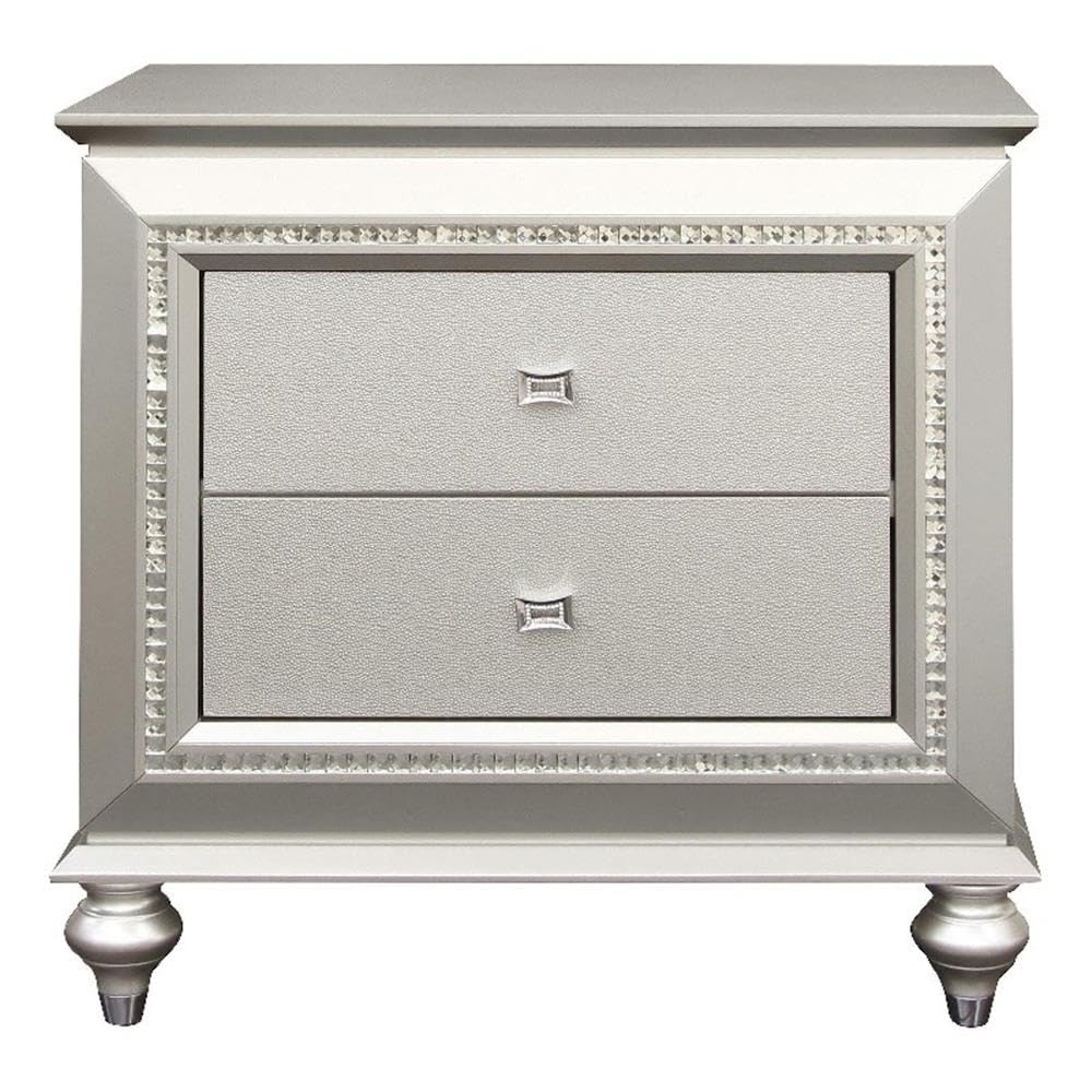 Acme Kaitlyn 2-Drawer Wooden Nightstand In Champagne White