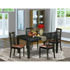East West Furniture WENI5-BLK-LC 5 Piece Dinette Set Includes a Rectangle Dining Room Table with Butterfly Leaf and 4 Faux Leather Upholstered Dining Chairs, 42x60 Inch, Black