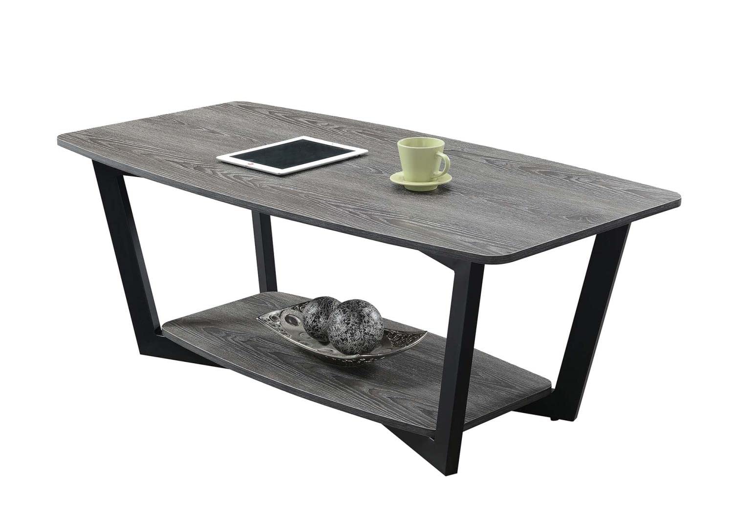 Convenience Concepts Graystone Coffee Table, Weathered Gray / Black Frame