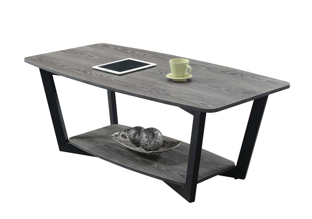 Convenience Concepts Graystone Coffee Table, Weathered Gray / Black Frame
