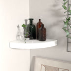 vidaXL High Gloss White Floating Corner Shelf 9.8"x9.8"x1.5" - Durable Honeycomb MDF and Metal Construction, Easy Installation Corner Wall Shelf