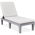 Best Choice Products Outdoor Lounge Chair, Resin Patio Chaise Lounger For Poolside, Backyard, Porch W/Seat Cushion, Adjustable Backrest, 5 Positions, 330Lb Capacity - Gray/White Sand