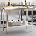 vidaXL Stainless Steel Kitchen Work Table - 43.3"x21.7" with Shelf for Restaurant, Bar, Commercial Food Prep