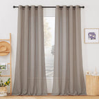 Nicetown Sheer Linen Curtains 108' Long For Windows, (Burlap) Grommet Top Privacy Semi Sheer Privacy With Light Filtering Drape