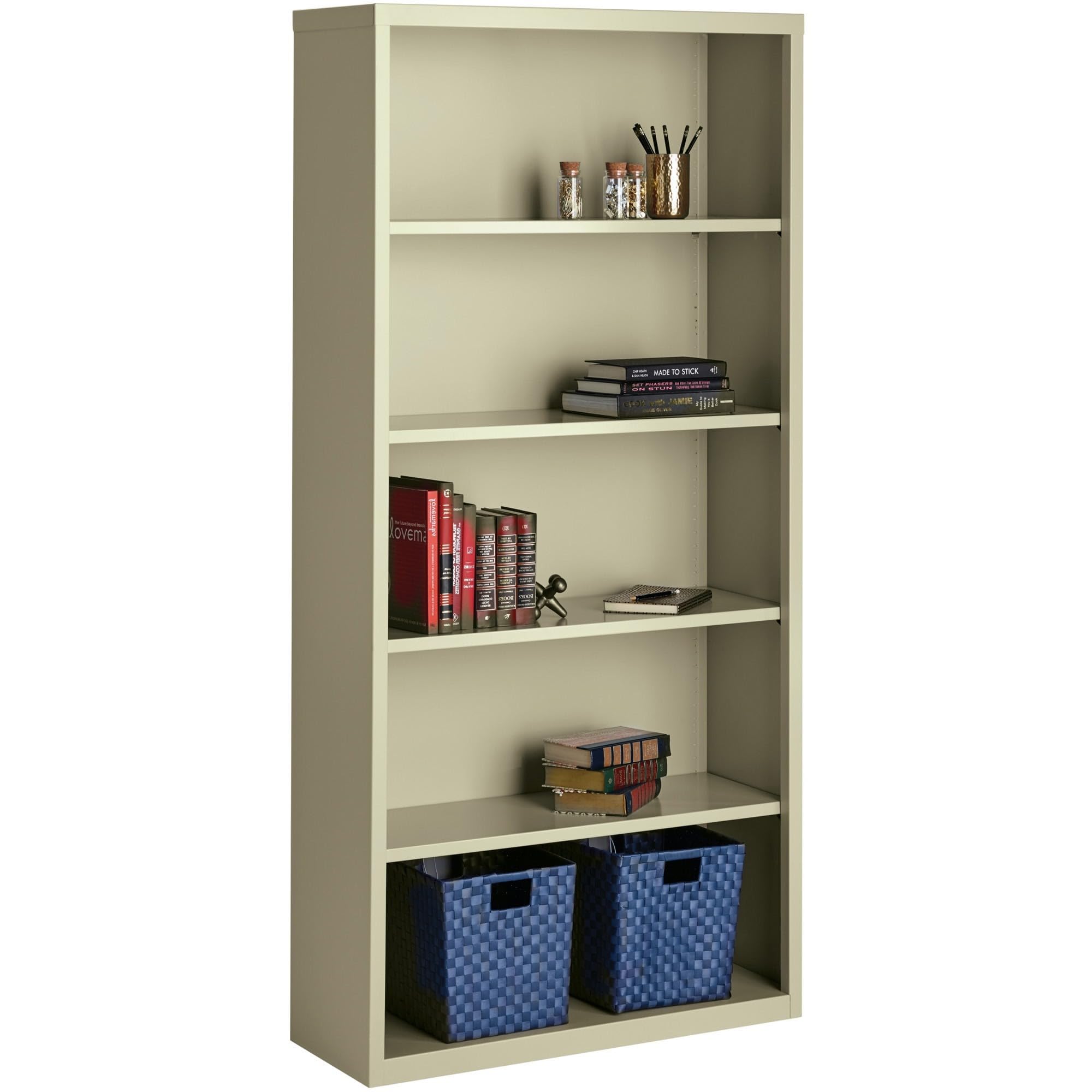 Lorell Llr41290 Fortress Series Steel Putty Book Case, 34.5&quot; X 13&quot; X 72&quot;