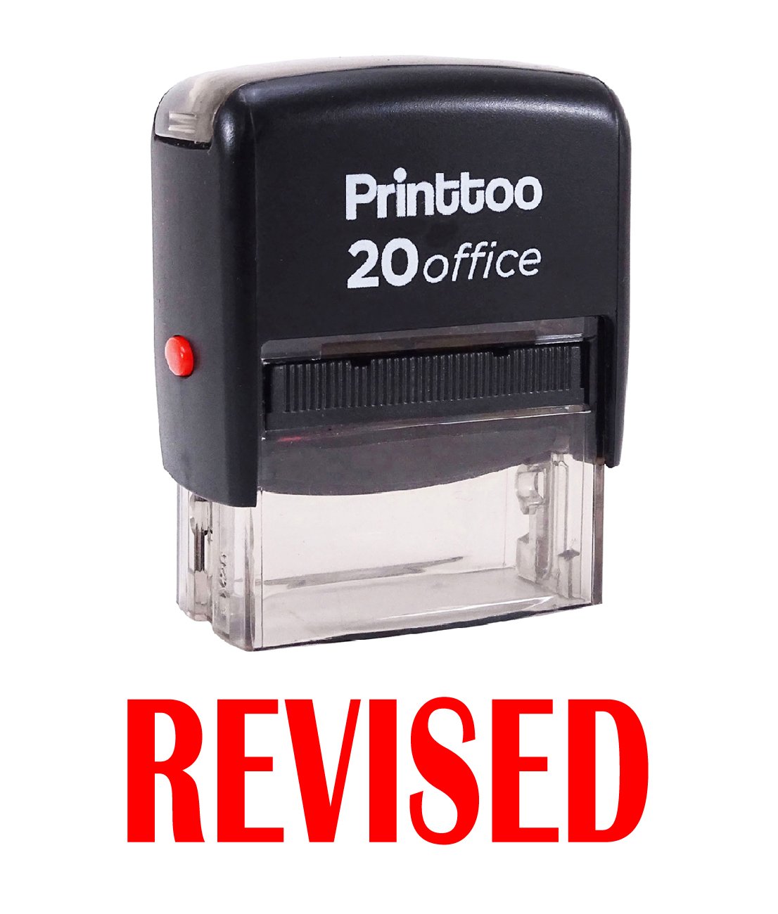 Printtoo Rubber Stamp Office Stationary Revised Self Inking Custom Stamp-Red