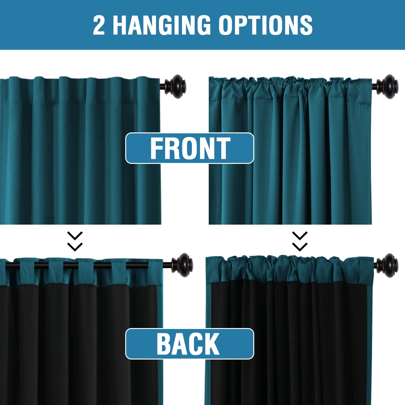 H.Versailtex 100% Blackout Curtains For Bedroom With Black Liner Full Room Darkening Curtains 84 Inches Long Thermal Insulated B