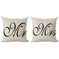 Ramirar Set Of 2 Black Word Mr Mrs Simple Style Gift For Family Lover Valentine'S Day Decorative Throw Pillow Cover Case Home Li