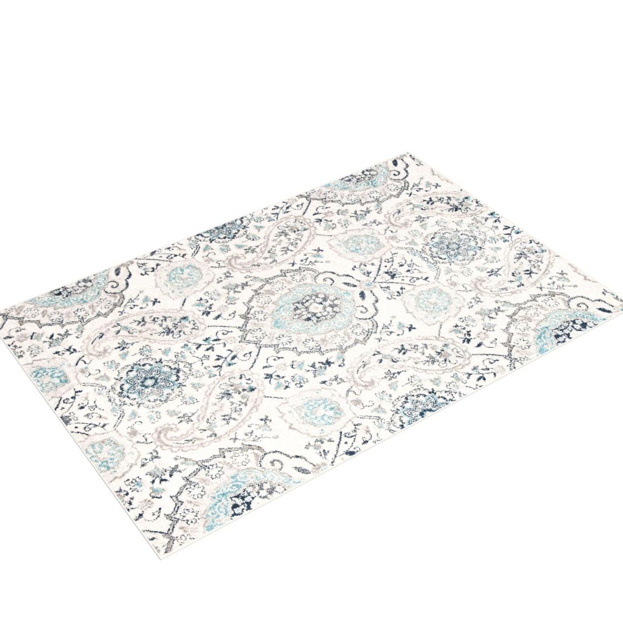 Safavieh Madison Collection Accent Rug - 4' X 6', Cream & Light Grey, Boho Chic Glam Paisley Design, Non-Shedding & Easy Care, I