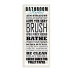 Stupell Home D  cor Bathroom Rules Typography Tall, White Bathroom Wall Plaque, 7 x 0.5 x 17, Proudly Made in USA