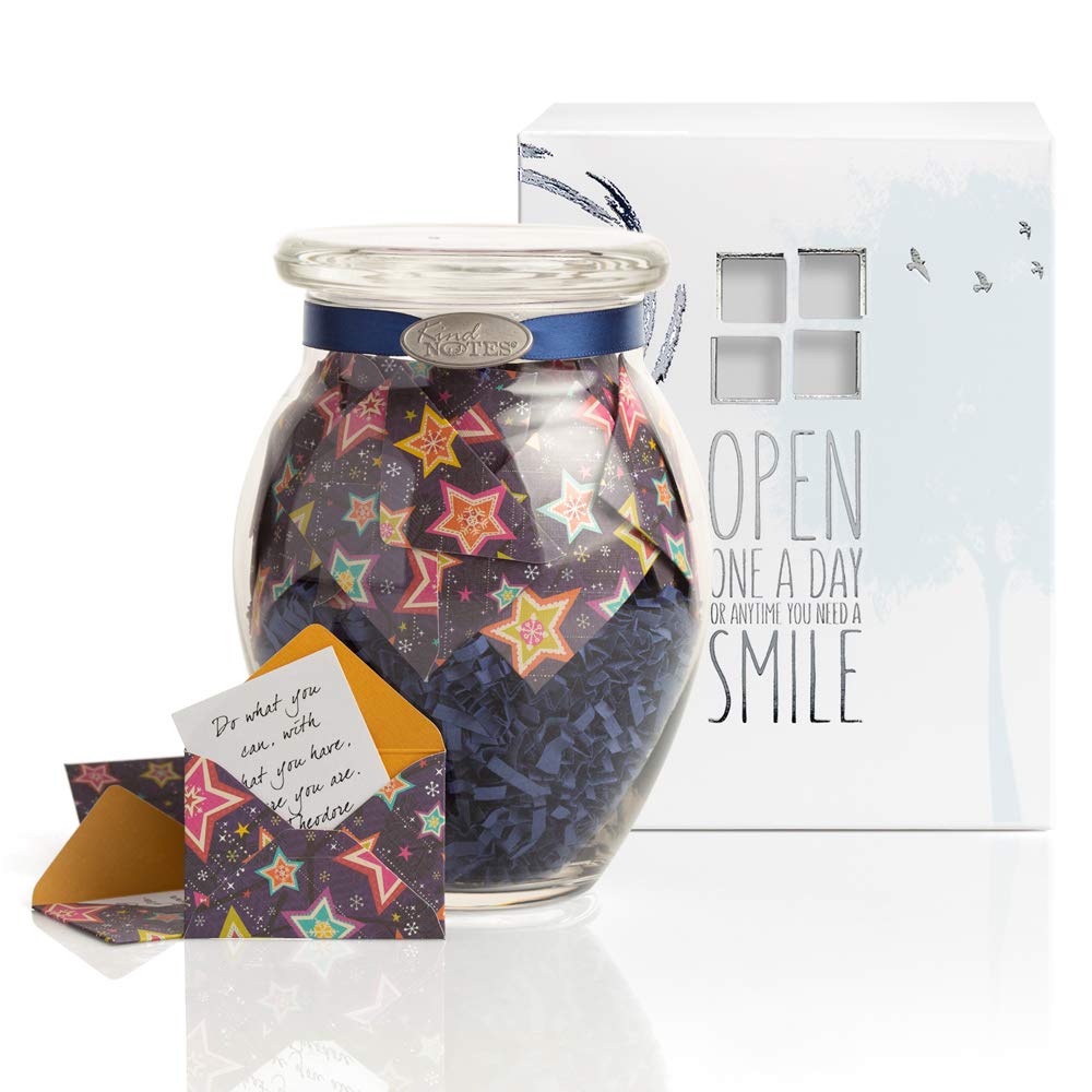 KindNotes Glass Keepsake Gift Jar with FRIENDSHIP and INSPIRATIONAL Messages - Sparkling Stars