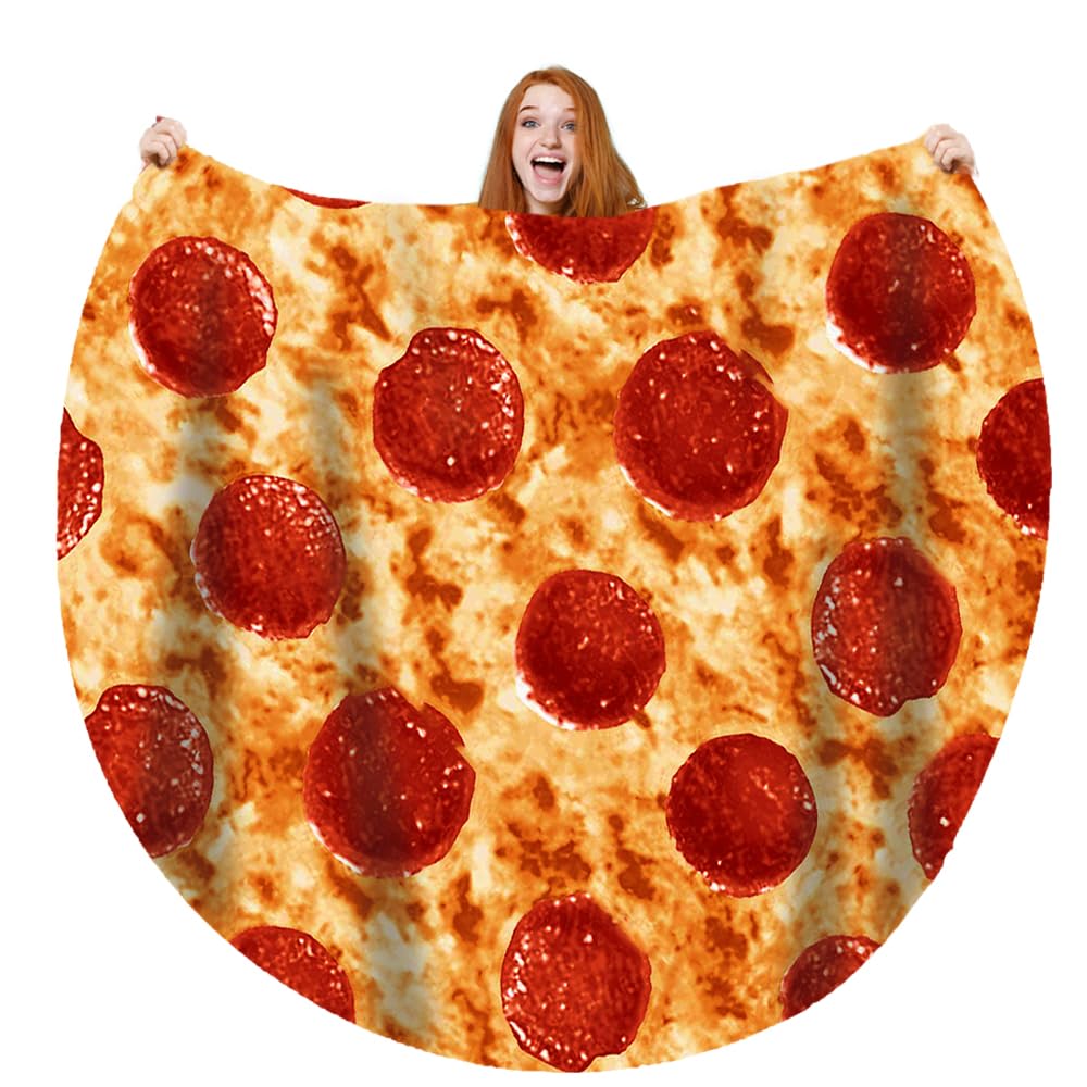 Moonysweet Pizza Blanket For Adult And Kids Novelty Food Blanket 60 Inches Adult Size Funny Realistic Throw Blanket 2.1 Fuzzy Fl