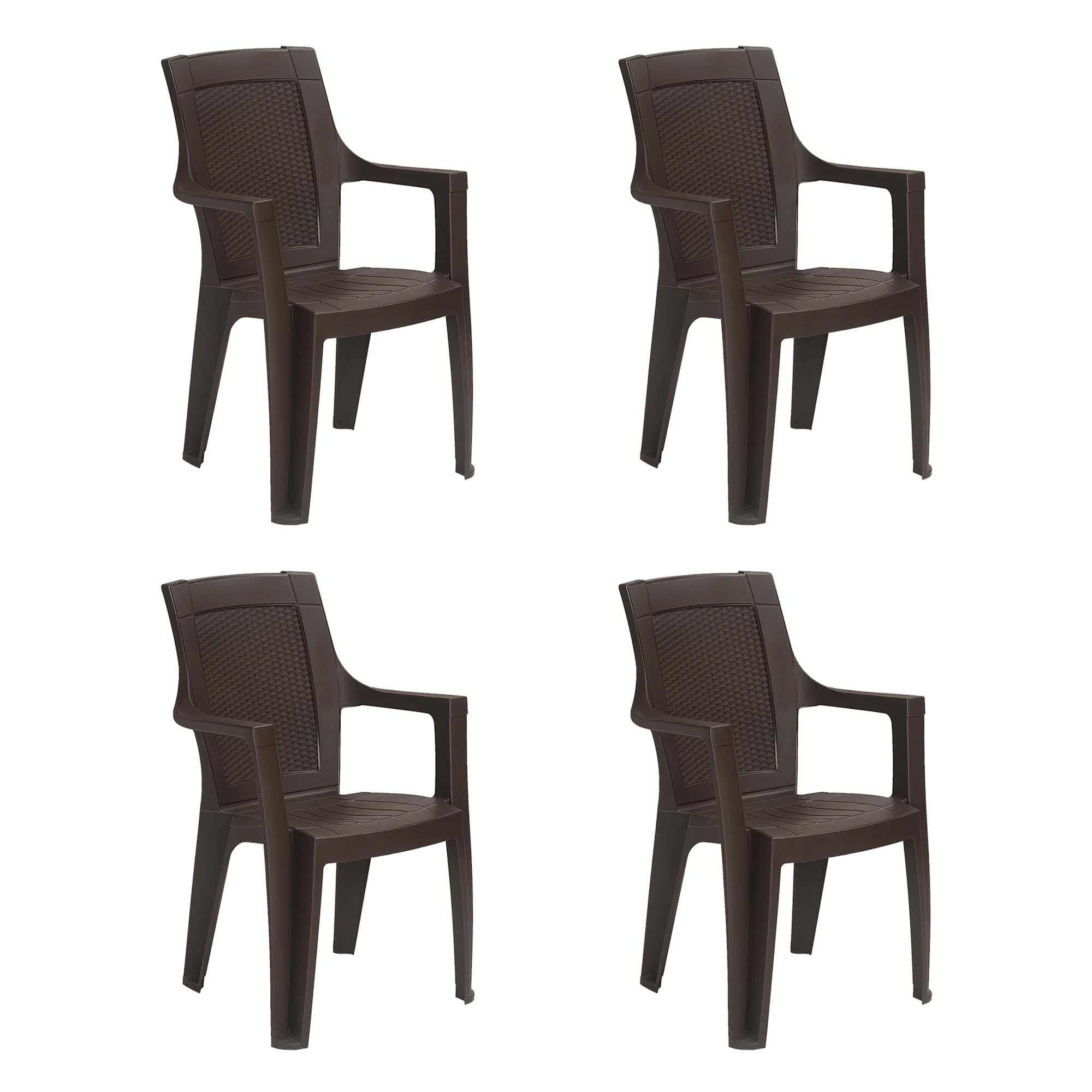 Nilkamal Plastic Chair For Living Room With Arm |Set Of 4 | 3 Year Warranty | For Home, Living Room, Outdoor | Season Rust Brown