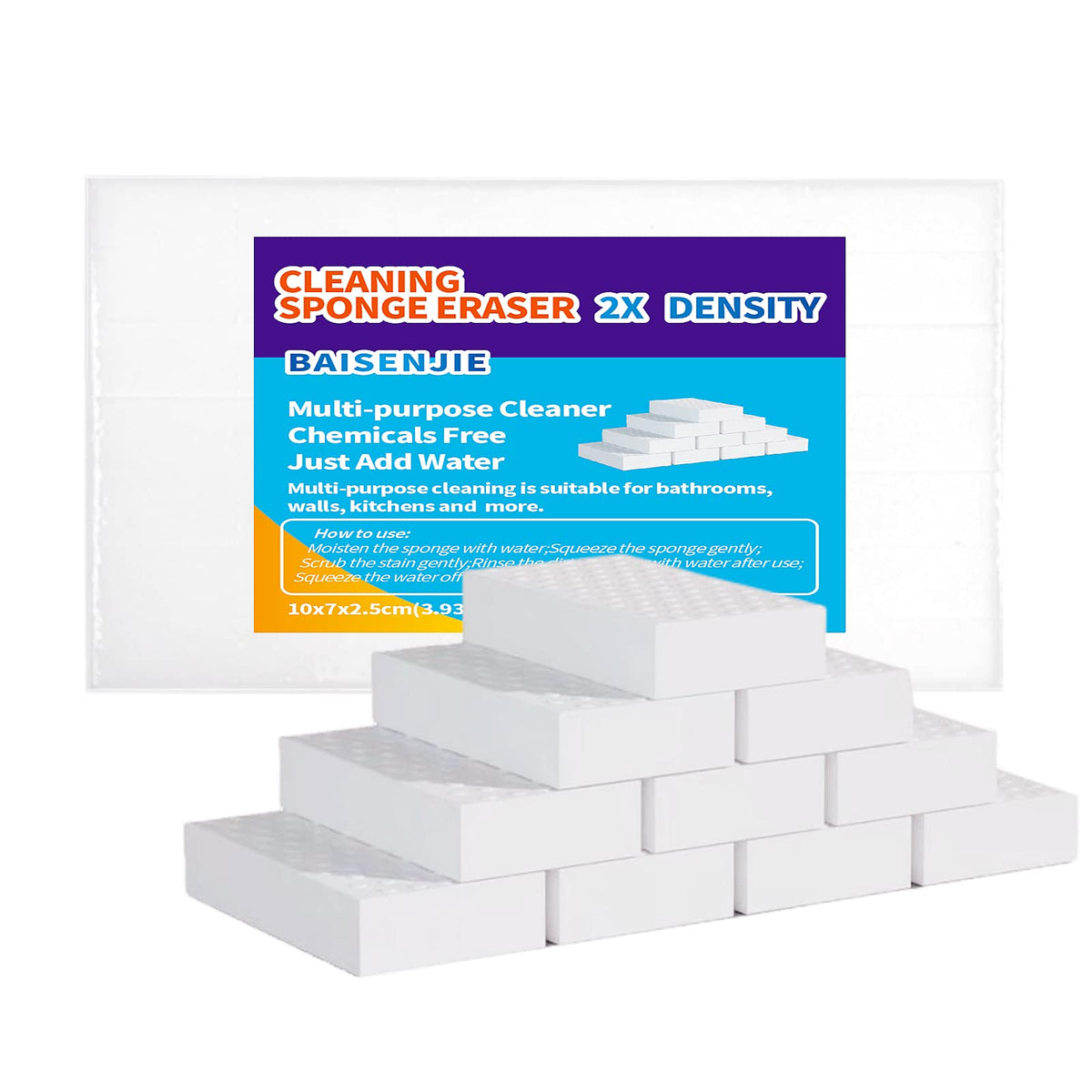 Magic Sponges Eraser,10 Pack Melamine Sponge In Bulk,2X Density,Long Lasting,Cleaning Sponge For Kitchen, Bathroom,Bathtub, Sink