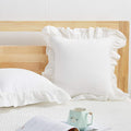 Mywinlle Vintage Off White Ruffle Euro Shams Shabby Farmhouse Pillow Cover 100% Washed Cotton Pillowcases Set Of 2-26''X26''