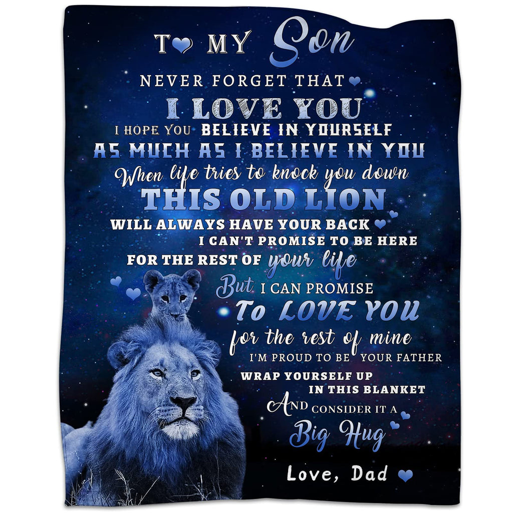 Tgruihm Son Blanket From Dad, Son Lion Blanket 50'X60', Father To Son Gifts From Dad, Son Gifts From Dad, Dad To Son Gifts, To