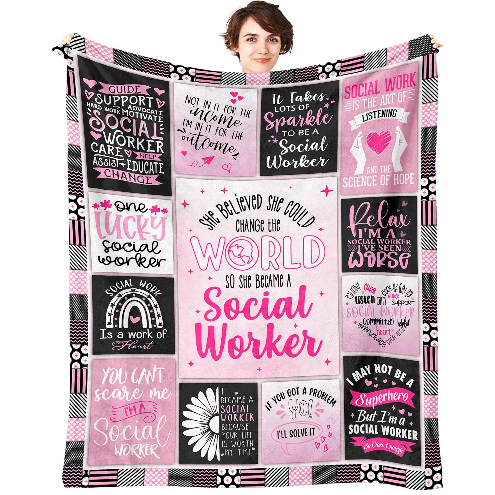 Social Worker Gifts For Women Throw Blanket 60' X 50', Best Social Worker Appreciation Graduation Gifts, Gift For Social Worke