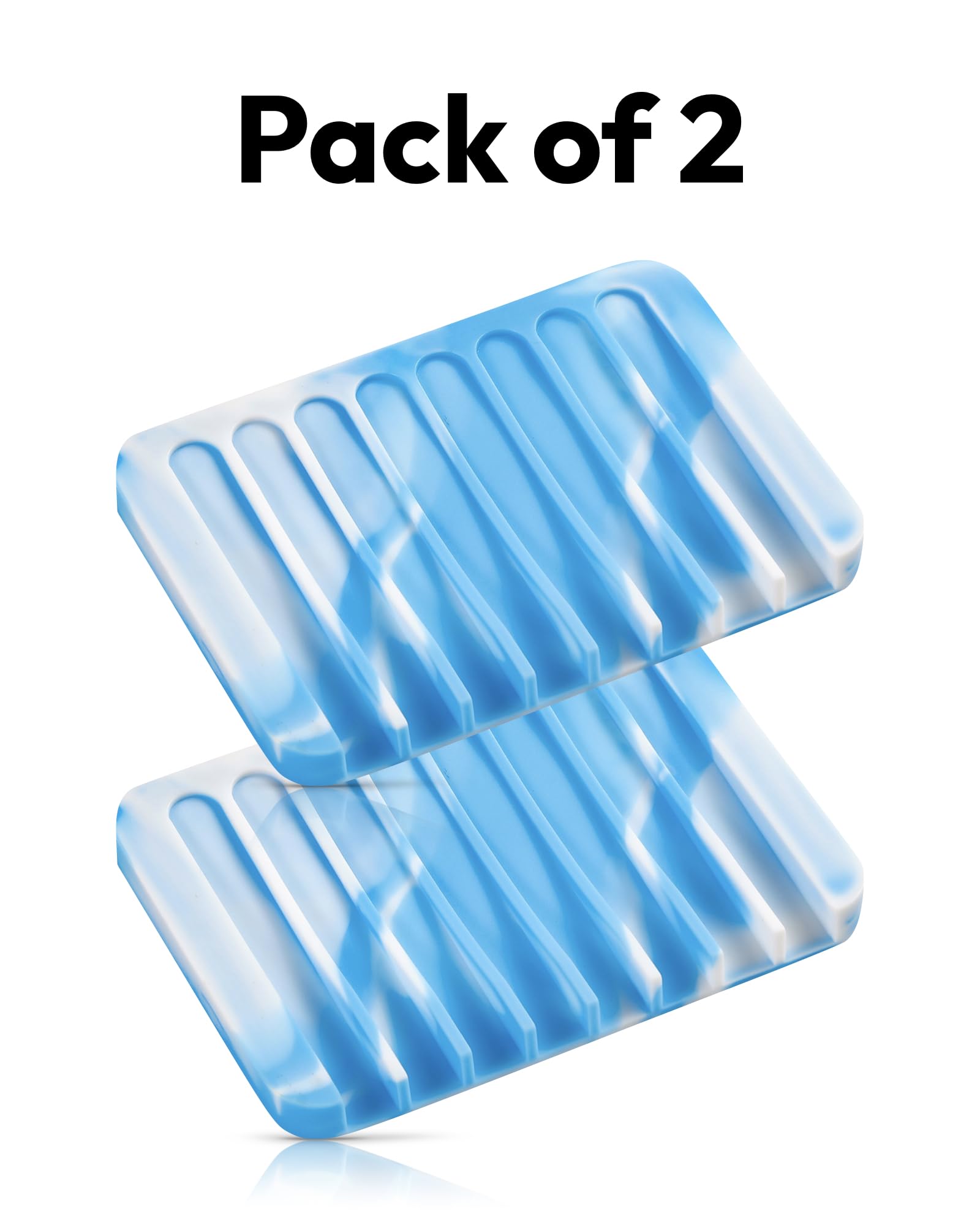 Jomeech Bathroom Soap Dish, Silicone Soap Holder For Bar Soap, Pack Of 2 (Blue & White)