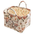 Foldable Laundry Boho Floral Quilted Storage Bin Basket with Handles for Clothes, Car Organizer, Collapsible Hamper ,16