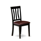 East West Furniture ANC-BLK-LC Antique Dining Room Chairs - Faux Leather Upholstered Wooden Chairs, Set of 2, Black & Cherry