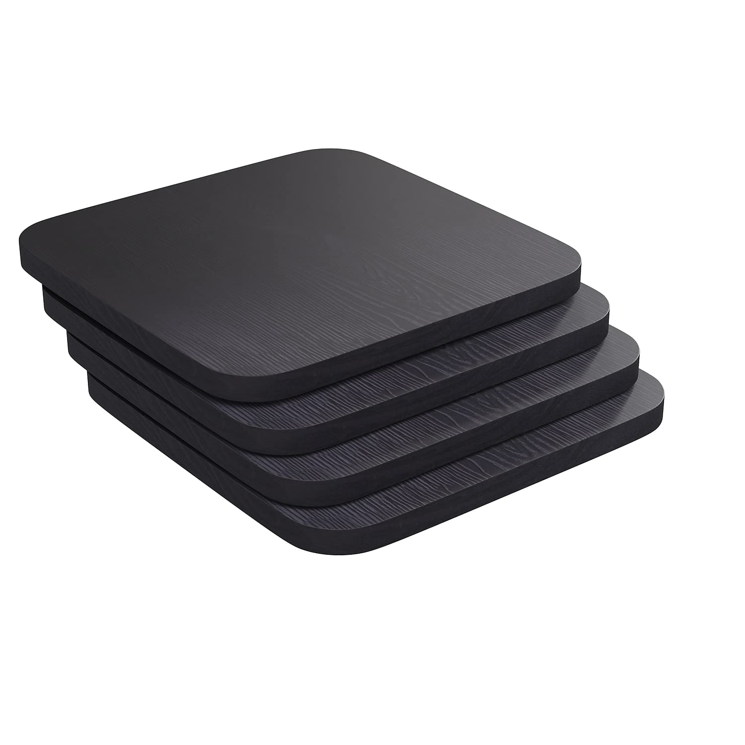 Perry Poly Resin Wood Square Seat with Rounded Edges for Colorful Metal Barstools in Black
