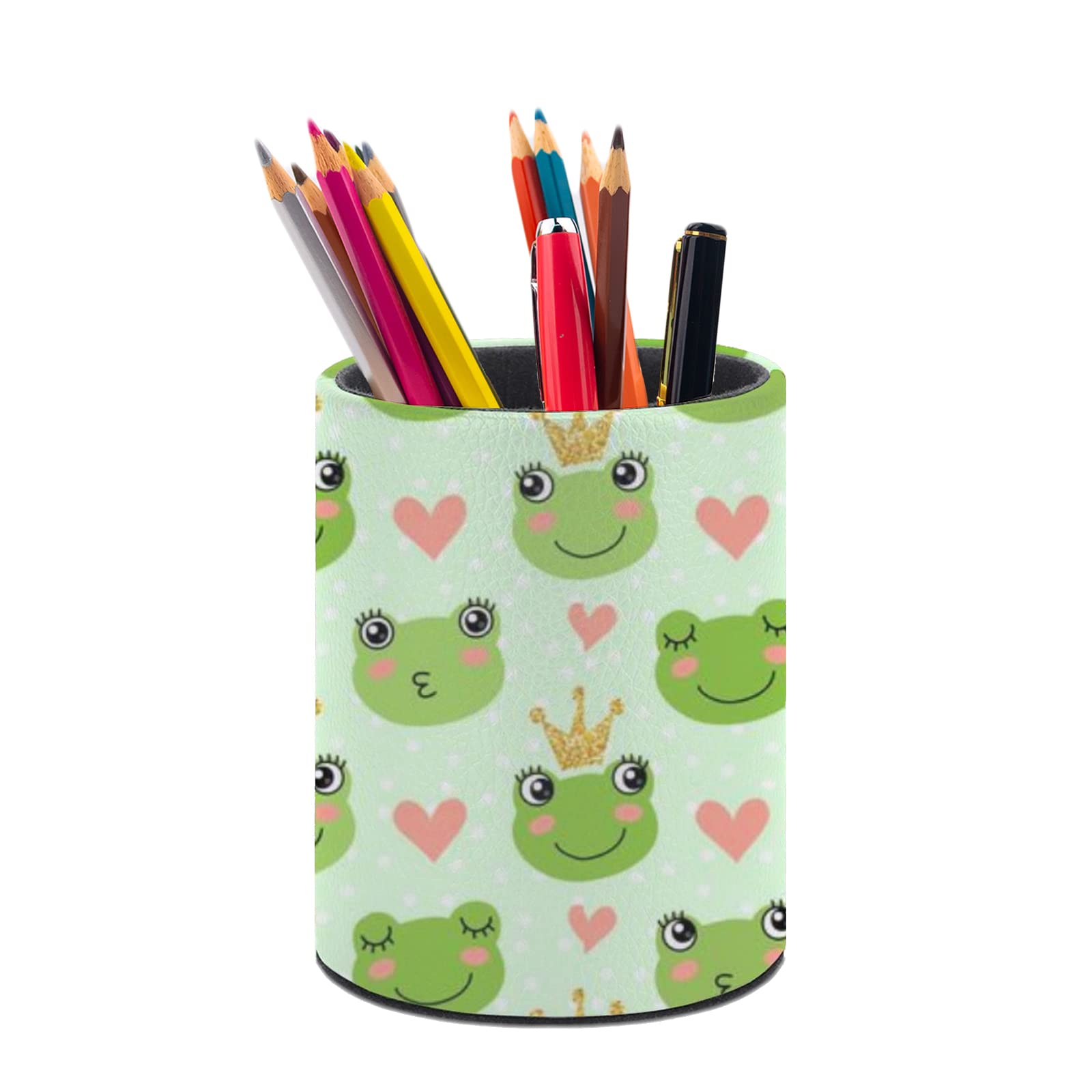 Xuwu Cute Frogs Pen Holder Pencil Organizer Cute Pencil Cup Desk Decor Makeup Brush Holder Pu Multifunctional Office Suppliesfor