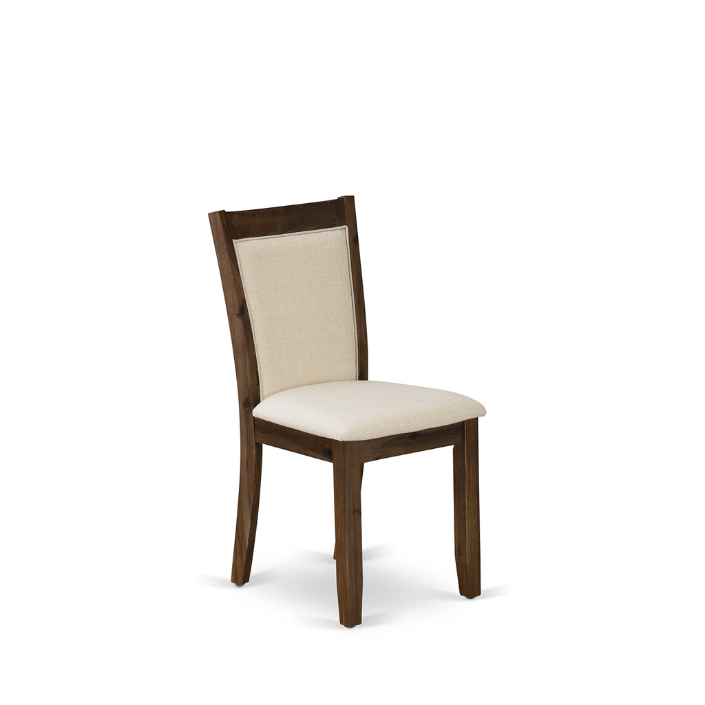 East West Furniture Ferris 5 Piece Room Set Includes A Round Dining Table With Pedestal And 4 Light Beige Linen Fabric Parson Chairs, 48X48 Inch, F2Mz5-Nn-32