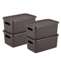 Kolorr Ribbed Baskets Small Pack Of 4 With 4 Standard Lid (NonAirtight LooseFit Cover) Multipurpose Plastic Storage Baskets Fo